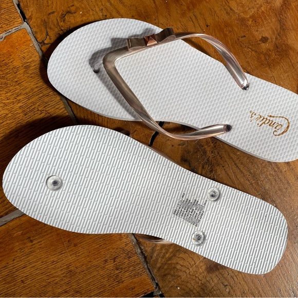 Rose Gold White Candies flip flops L 9/10 - Picture 2 of 5